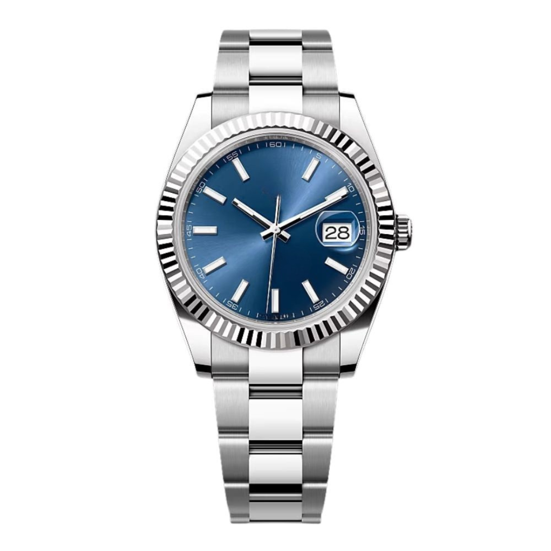 Classic Date 41 – Blue Sunburst Dial | Steel Bracelet