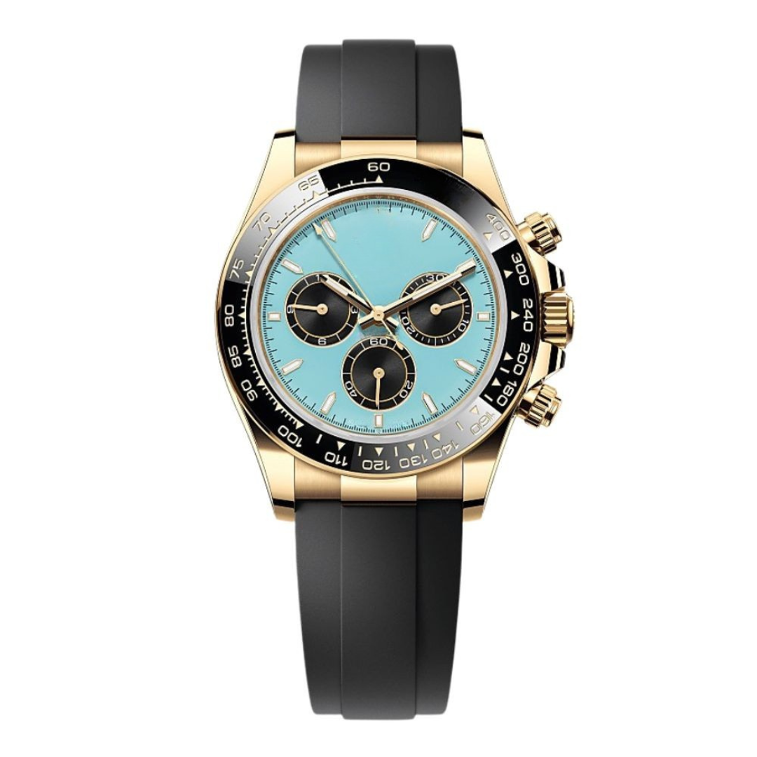 Speed Racing Chrono 40 – Turquoise Blue Dial | Gold Tone Case
