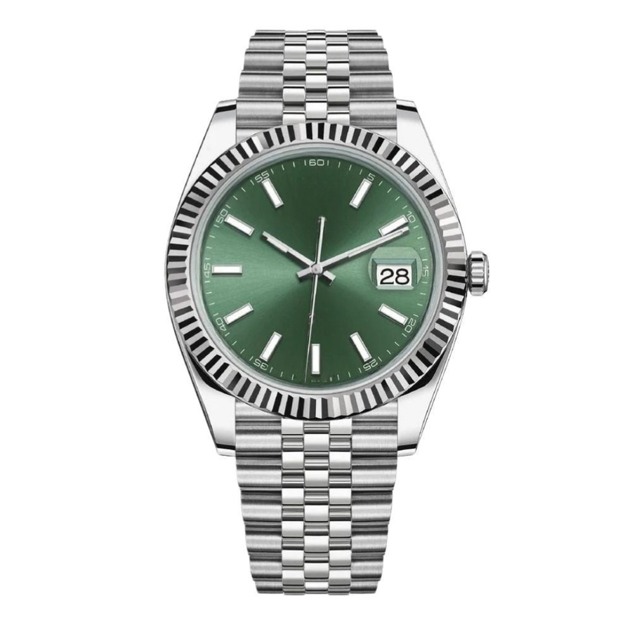 Classic Date 41 – Green Sunburst Dial | Stainless Steel Jubilee Bracelet