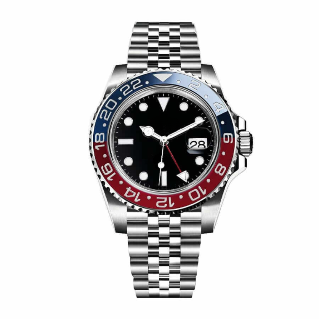 World Explorer GMT 40 – Black Dial | Stainless Steel Jubilee Bracelet
