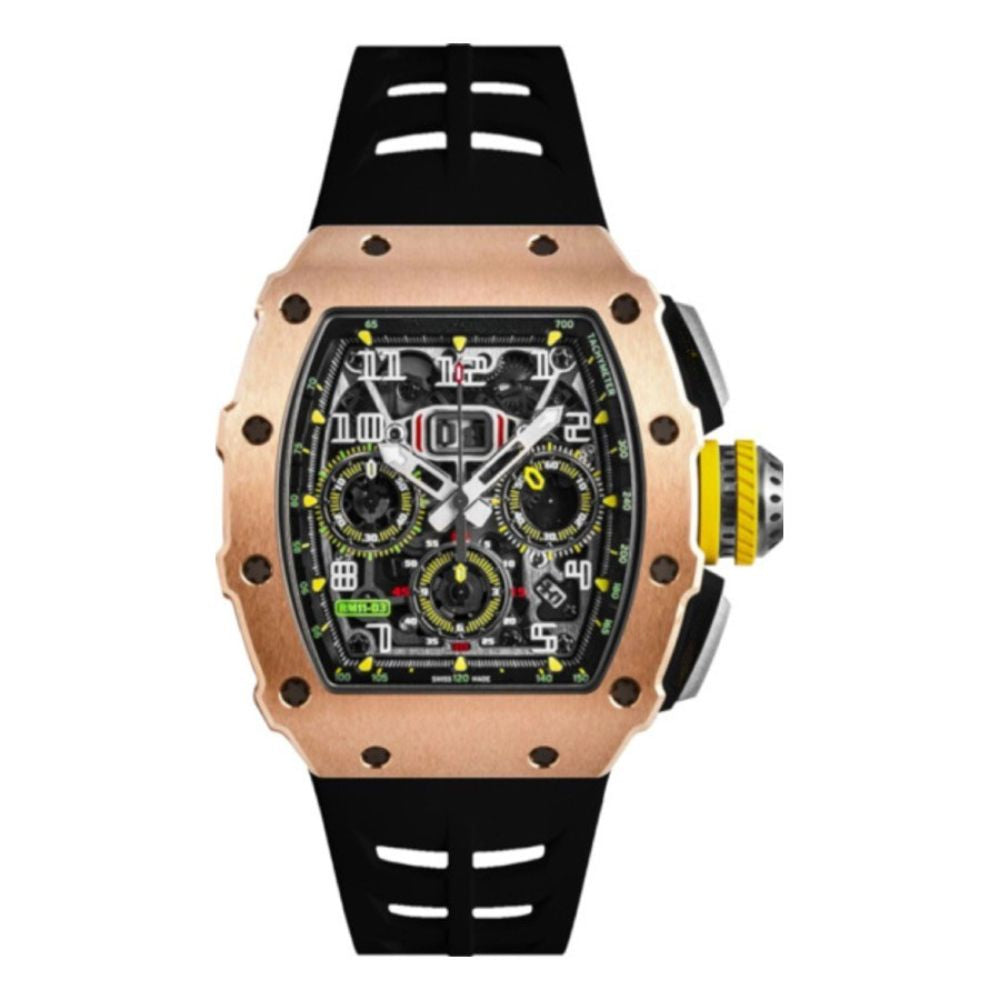 Tonneau Sport Skeleton – Rose Gold Tone Edition | Black Strap