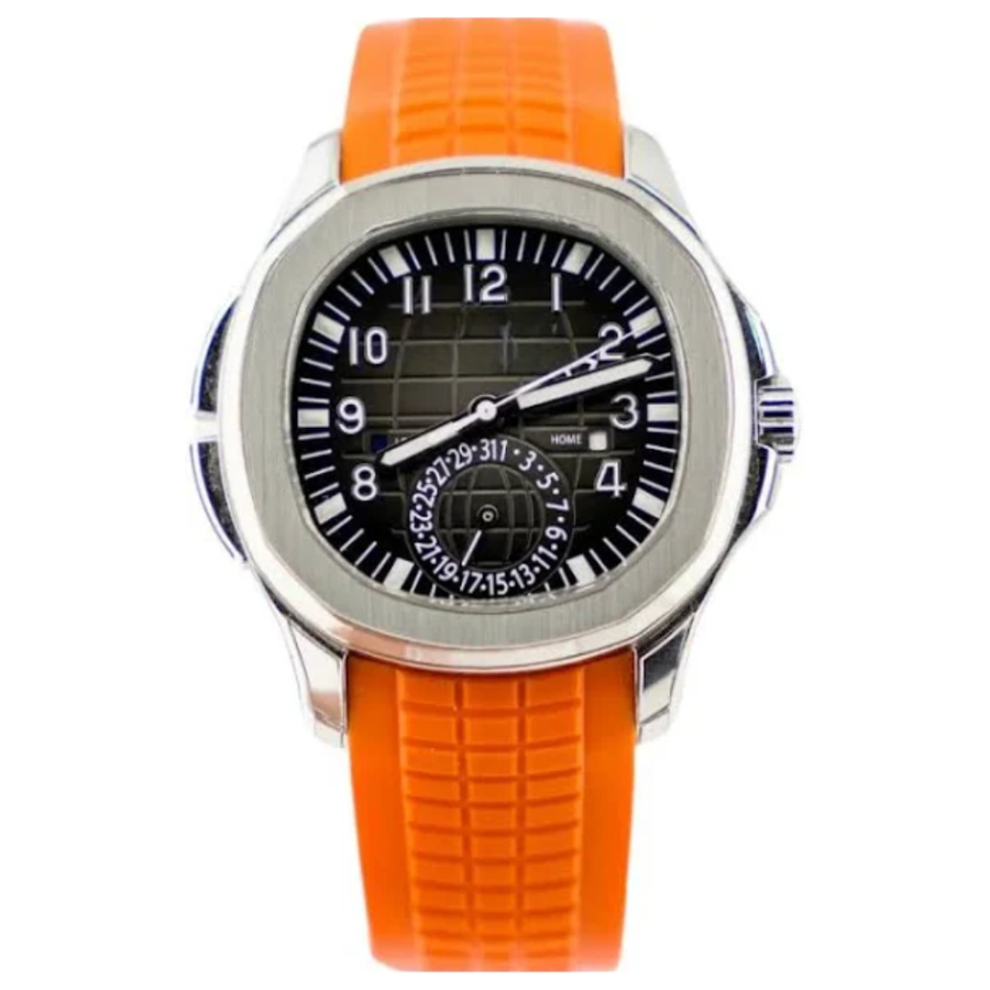 Aqua Sport Travel – Black Dial | Orange Rubber Strap